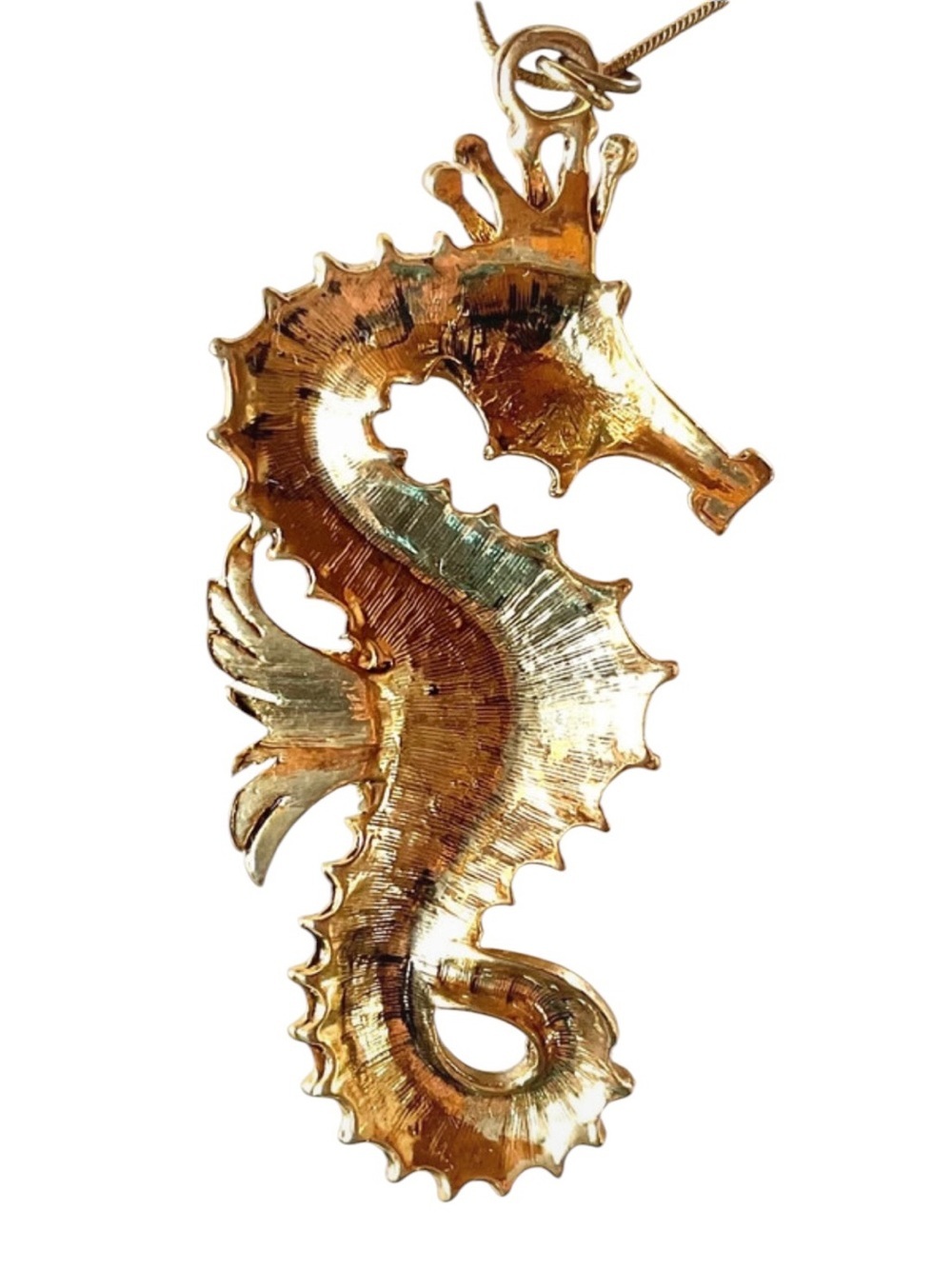 Hattie Carnegie unsigned Gold Seahorse Pendant Necklace with stones - Picture 2 of 2